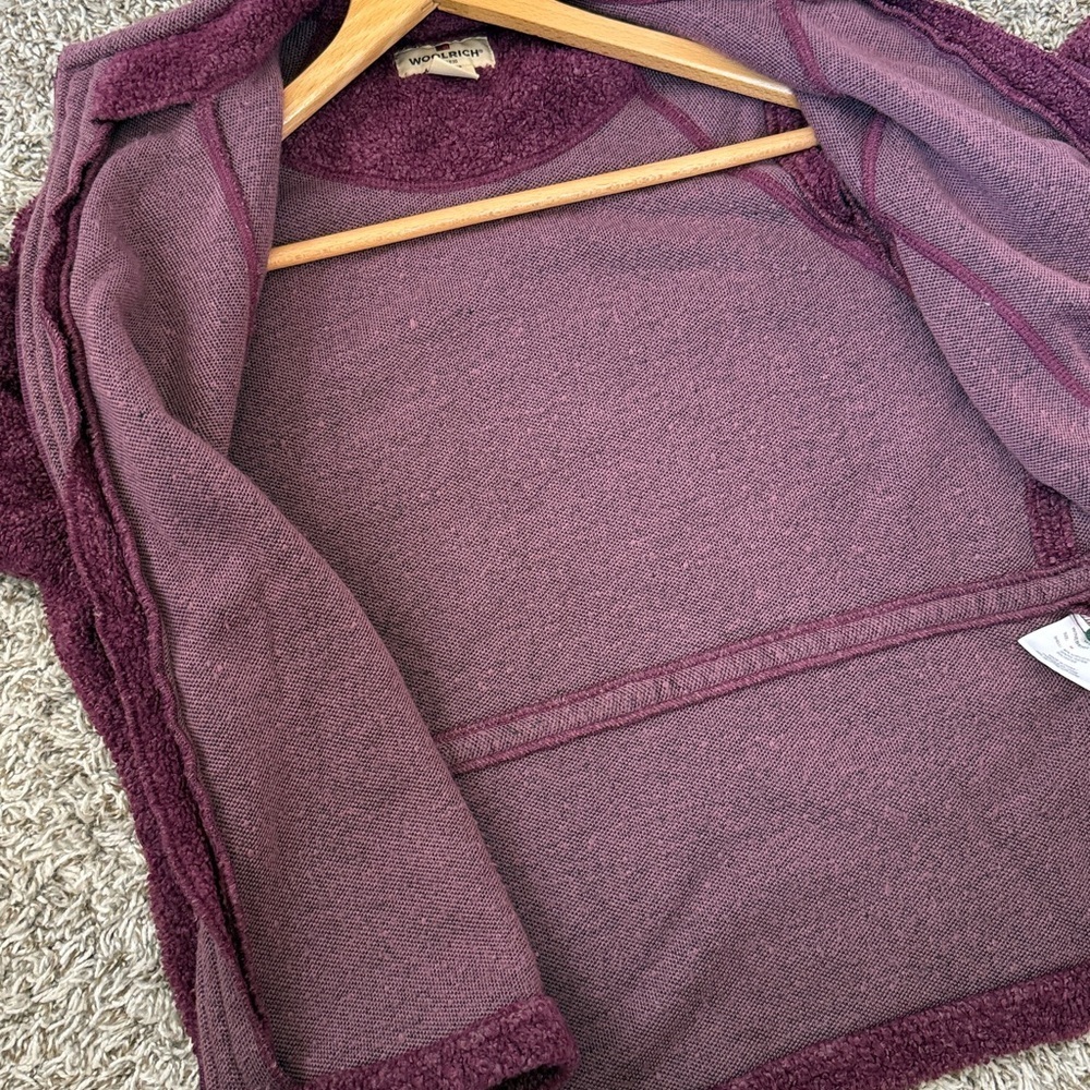 Woolrich Sherpa Zip Up Jacket Fitted Purple Pink Size Medium - Picture 3 of 14
